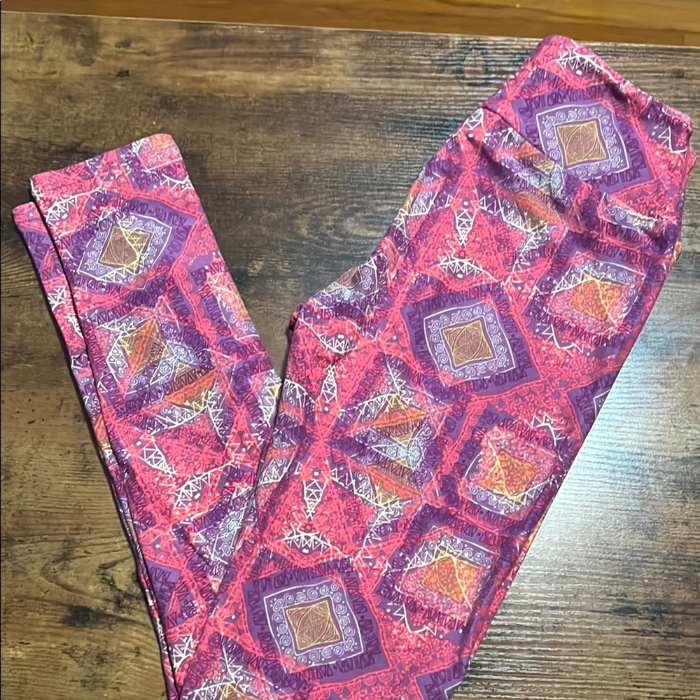 LuLaRoe Pink and Purple Patterned Leggings